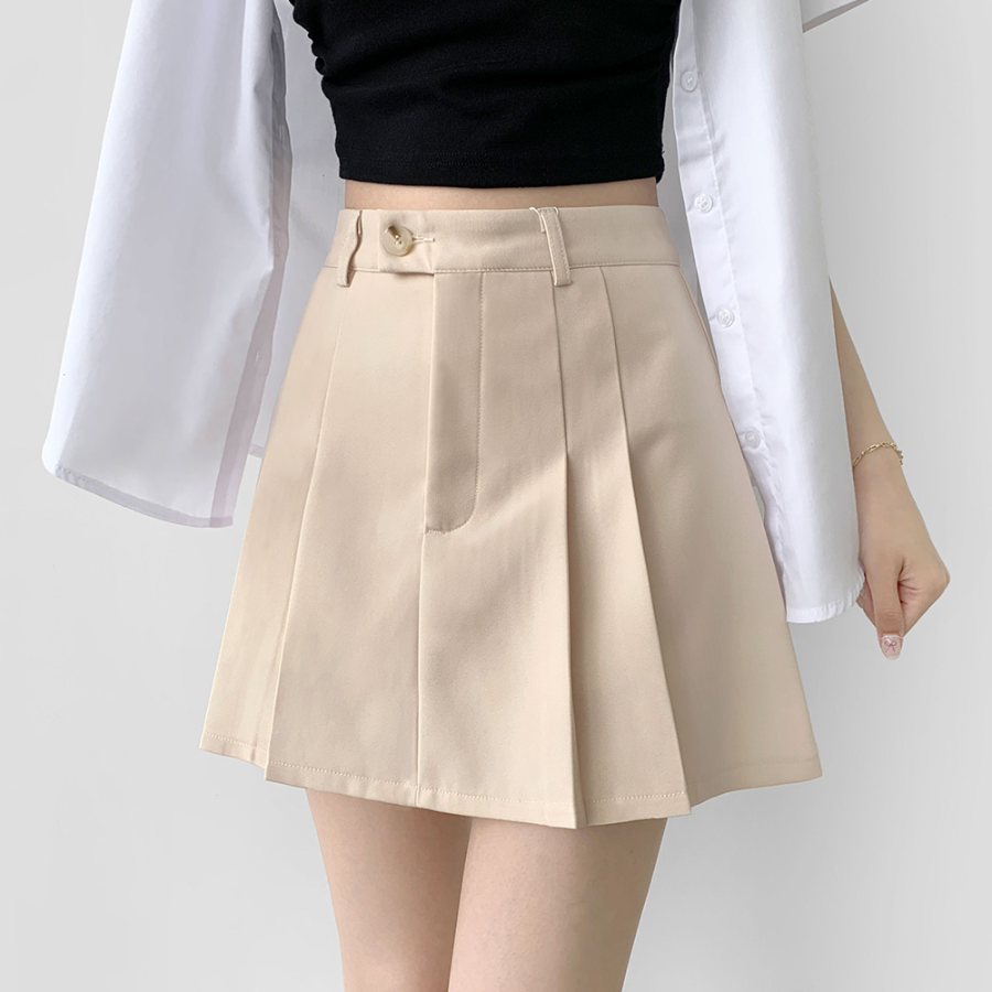 Мини-юбка-шорты А-силуэта с внутренними пуговицами