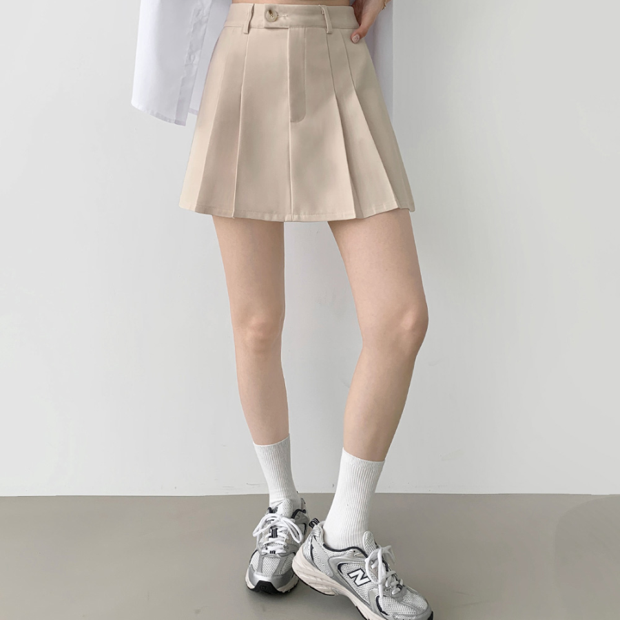 Мини-юбка-шорты А-силуэта с внутренними пуговицами