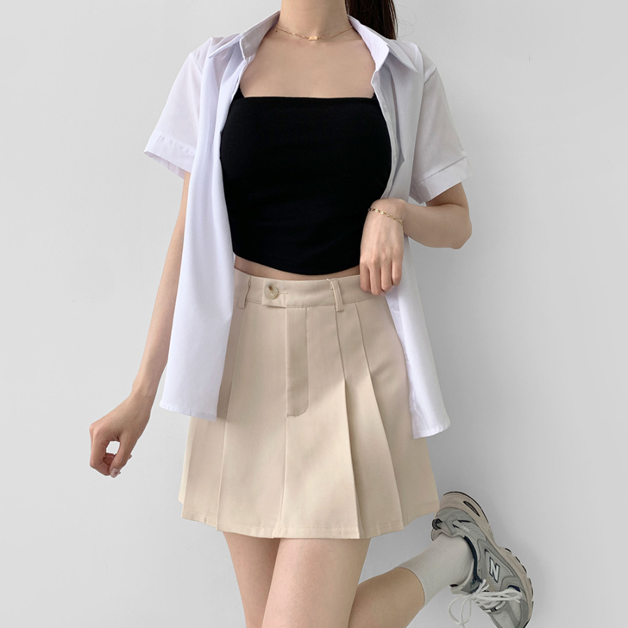 Мини-юбка-шорты А-силуэта с внутренними пуговицами