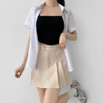 Мини-юбка-шорты А-силуэта с внутренними пуговицами