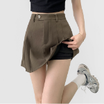 Мини-юбка-шорты А-силуэта с внутренними пуговицами