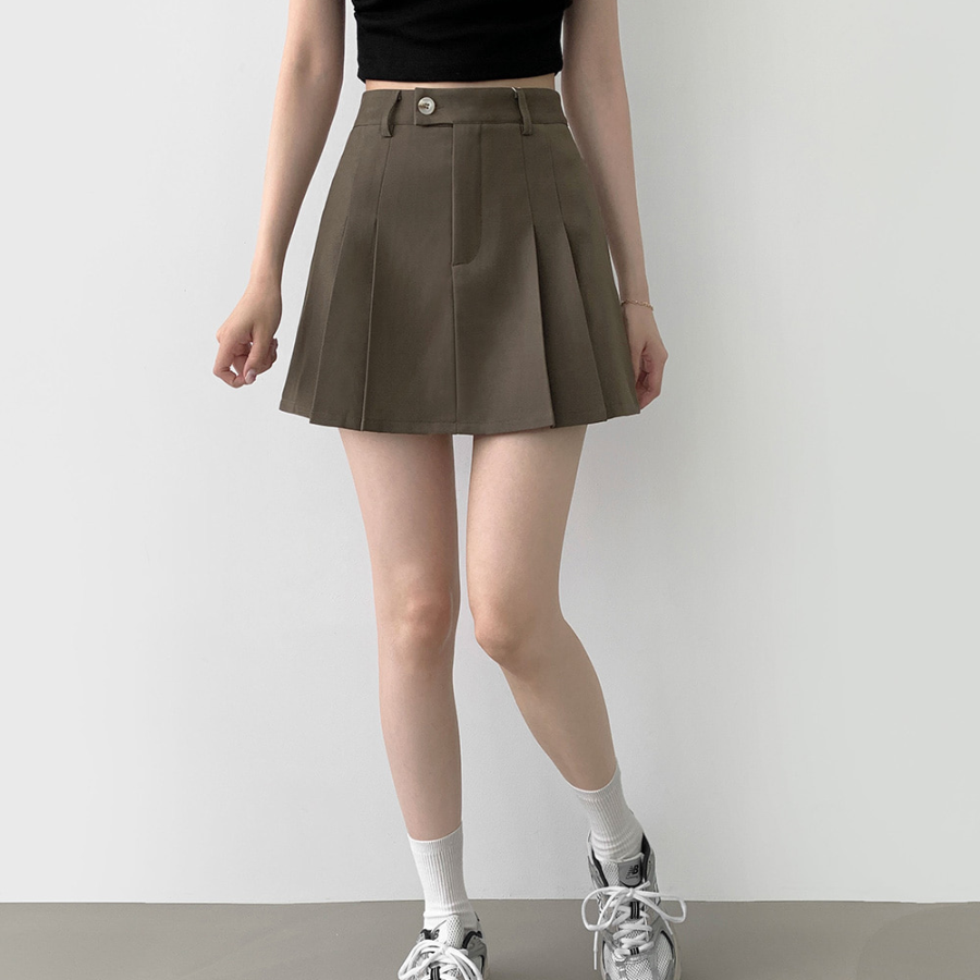 Мини-юбка-шорты А-силуэта с внутренними пуговицами