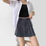 Мини-юбка-шорты А-силуэта с внутренними пуговицами