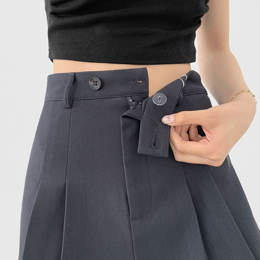 Мини-юбка-шорты А-силуэта с внутренними пуговицами