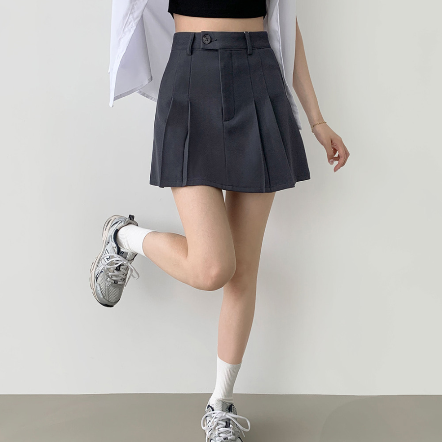 Мини-юбка-шорты А-силуэта с внутренними пуговицами