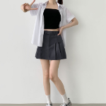 Мини-юбка-шорты А-силуэта с внутренними пуговицами