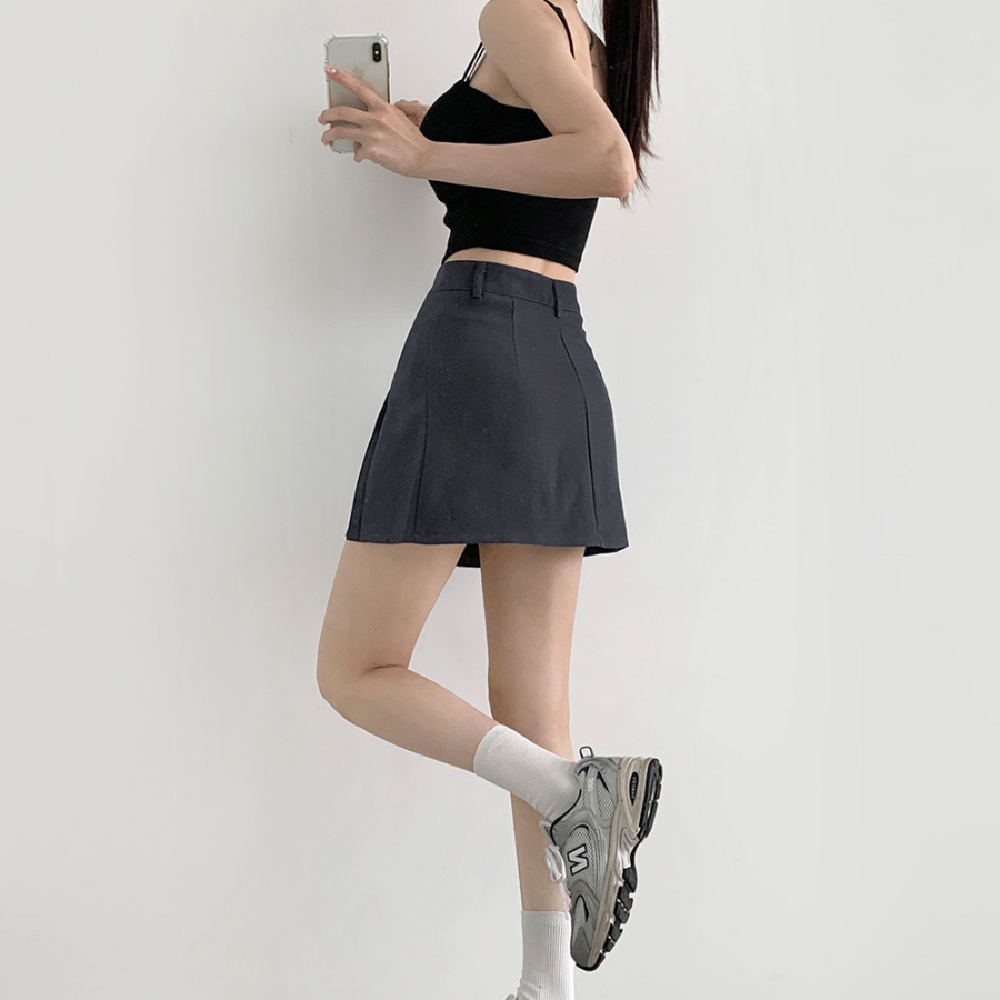 Мини-юбка-шорты А-силуэта с внутренними пуговицами