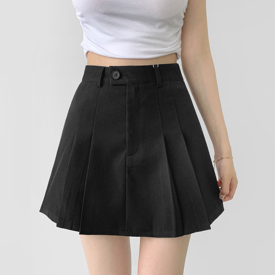 Мини-юбка-шорты А-силуэта с внутренними пуговицами