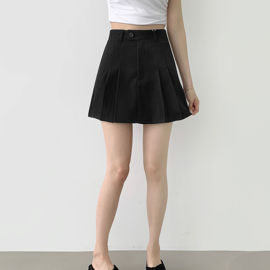 Мини-юбка-шорты А-силуэта с внутренними пуговицами