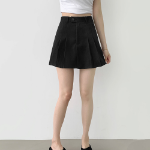 Мини-юбка-шорты А-силуэта с внутренними пуговицами