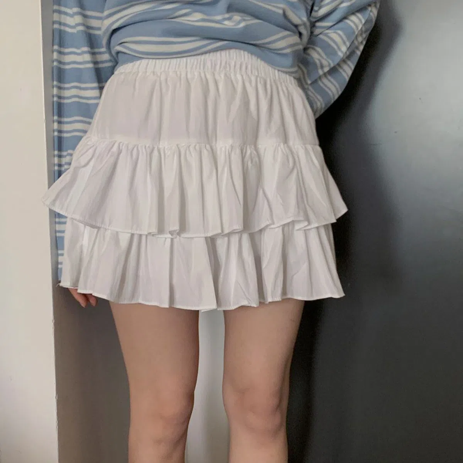 Мини-юбка с фестонами и каскадными воланами