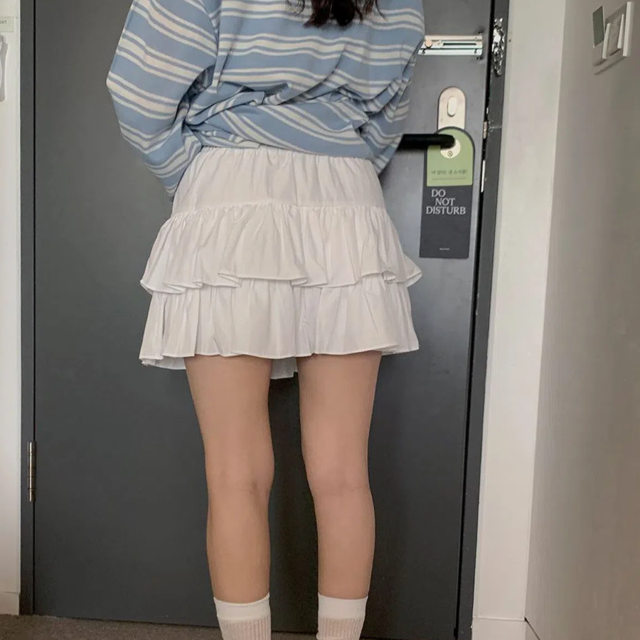 Мини-юбка с фестонами и каскадными воланами