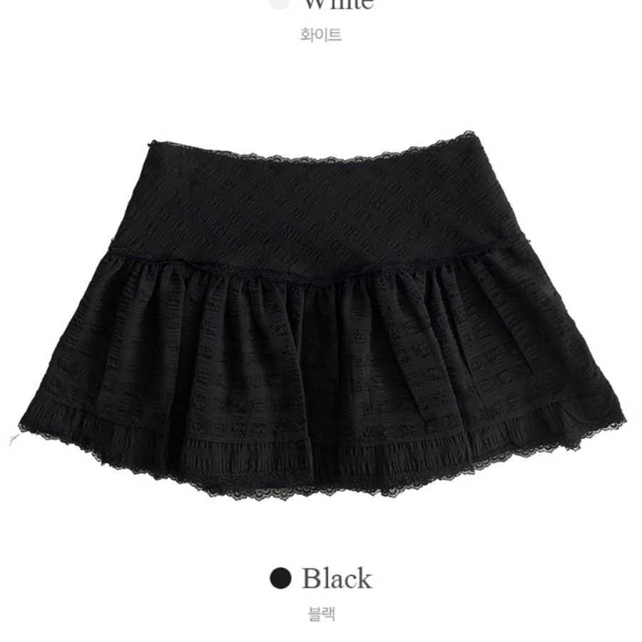 Мини-юбка-шорты с кружевом и высокой посадкой А-силуэта