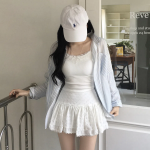 Мини-юбка-шорты с кружевом и высокой посадкой А-силуэта