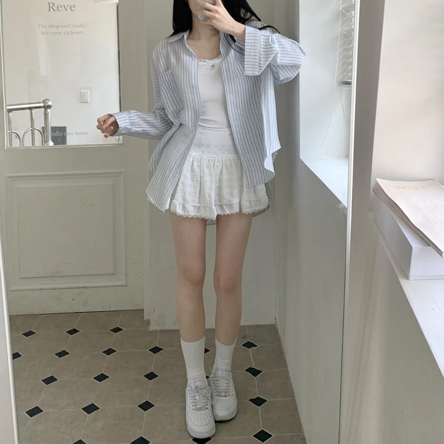 Мини-юбка-шорты с кружевом и высокой посадкой А-силуэта