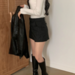 Мини-юбка-шорты в полоску с эластичным поясом