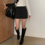 Мини-юбка-шорты в полоску с эластичным поясом