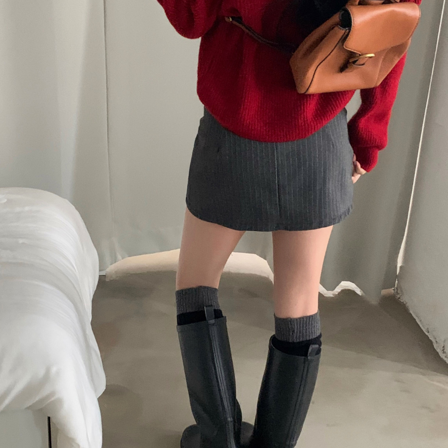 Мини-юбка-шорты в полоску с эластичным поясом