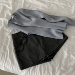 Мини-юбка-шорты в полоску с эластичным поясом