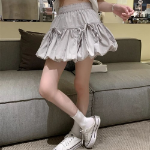 Мини-юбка-шорты с объёмным фасоном и бантом