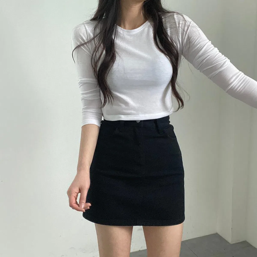 Базовая мини-юбка с высокой посадкой и встроенными шортами