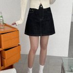 Мини-юбка из необработанного денима A-силуэта