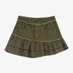 Микро-мини юбка с оборками и эффектом потертостей