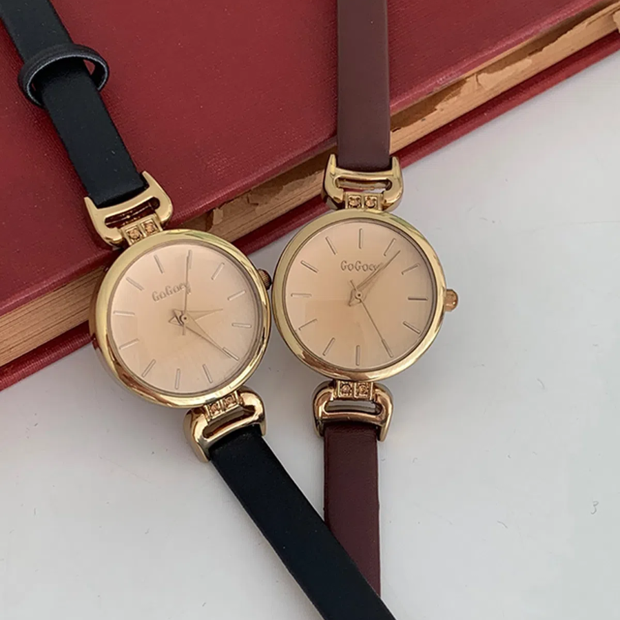 Vintage Gold Casual Round Watch — женские наручные часы с золотистым корпусом и классическим круглым циферблатом