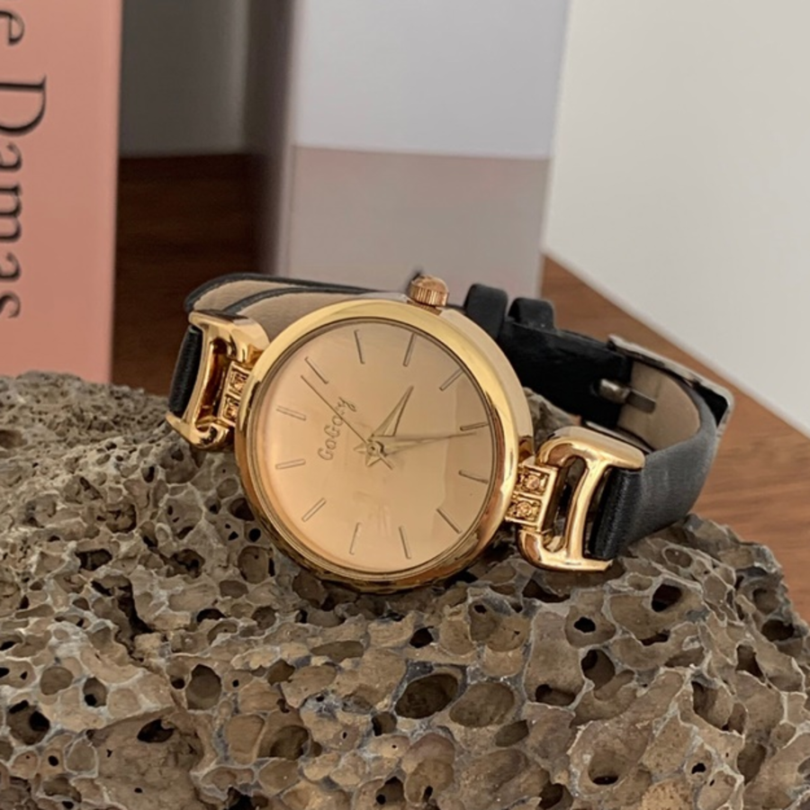 Vintage Gold Casual Round Watch — женские наручные часы с золотистым корпусом и классическим круглым циферблатом