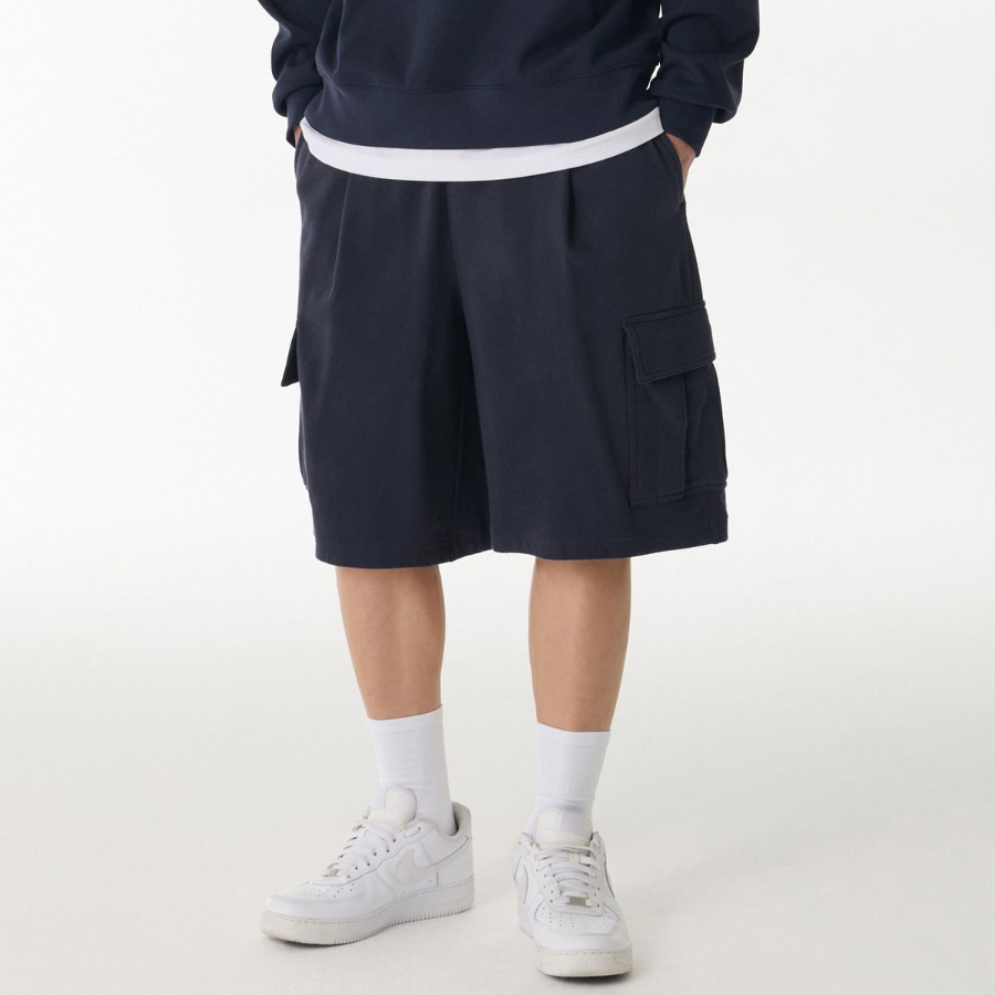 One-Tuck Cargo Bermuda Sweat Pants [Navy]