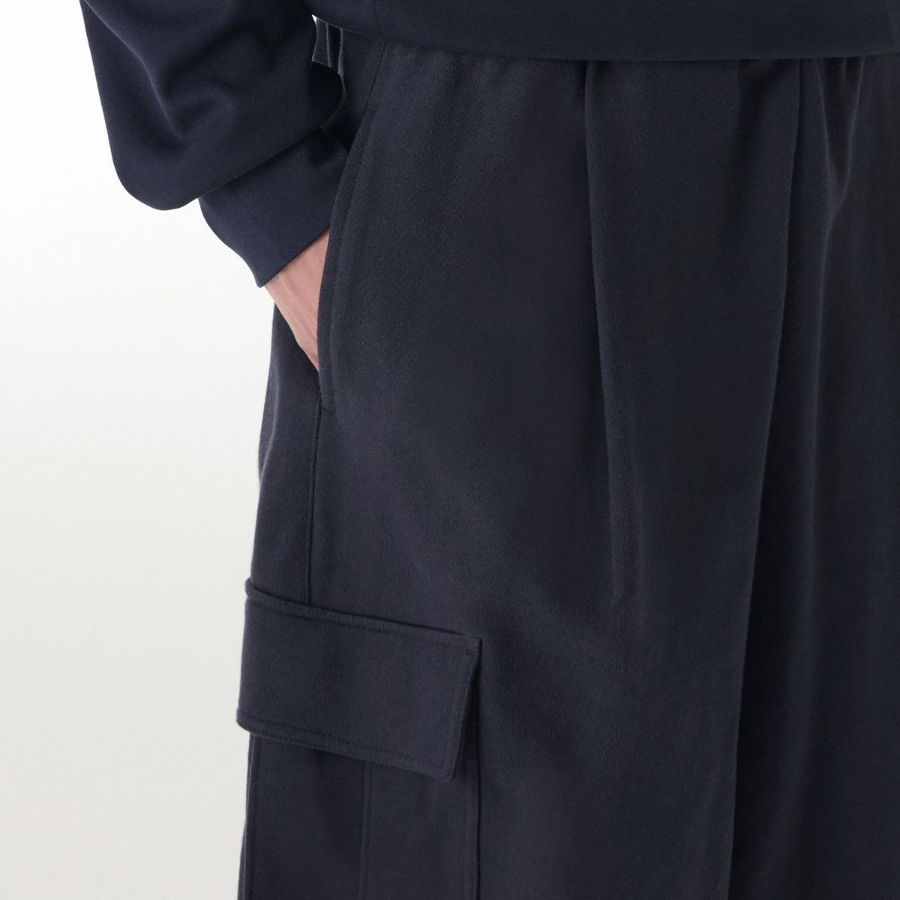 One-Tuck Cargo Bermuda Sweat Pants [Navy]