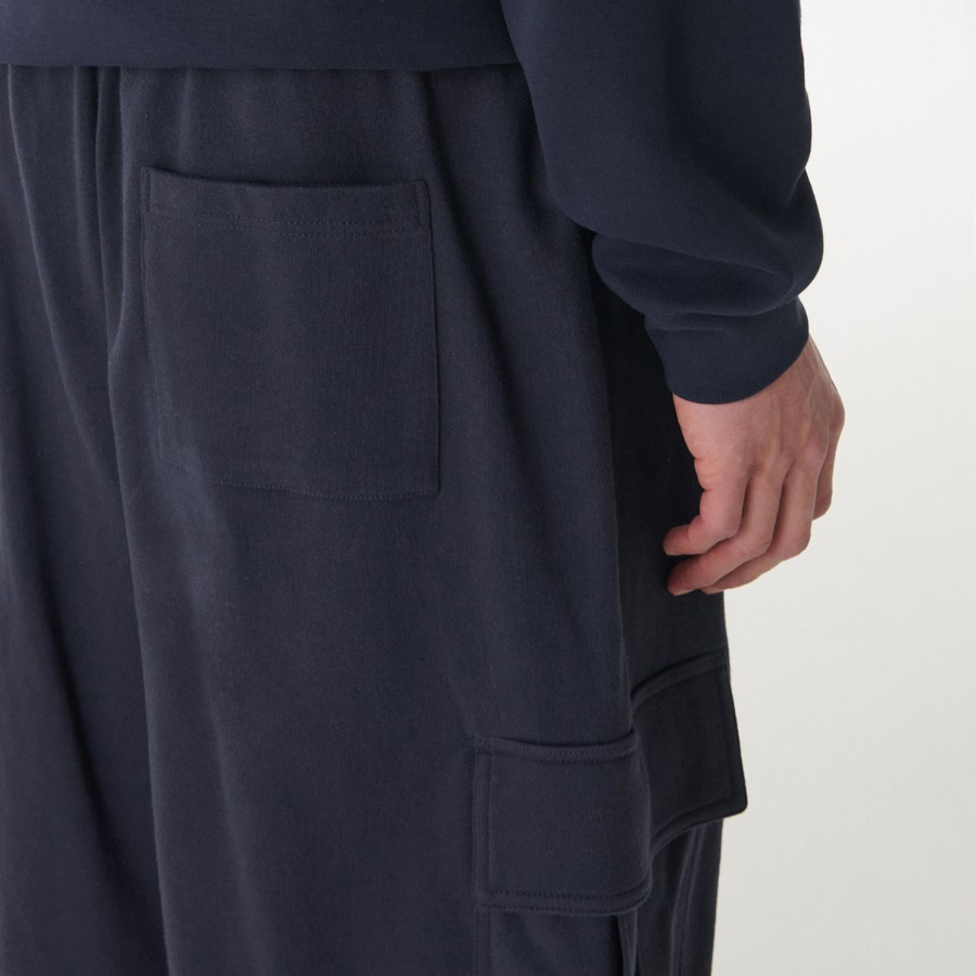 One-Tuck Cargo Bermuda Sweat Pants [Navy]