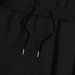 Linen-Like One-Tuck Wide Banding Shorts [Black]