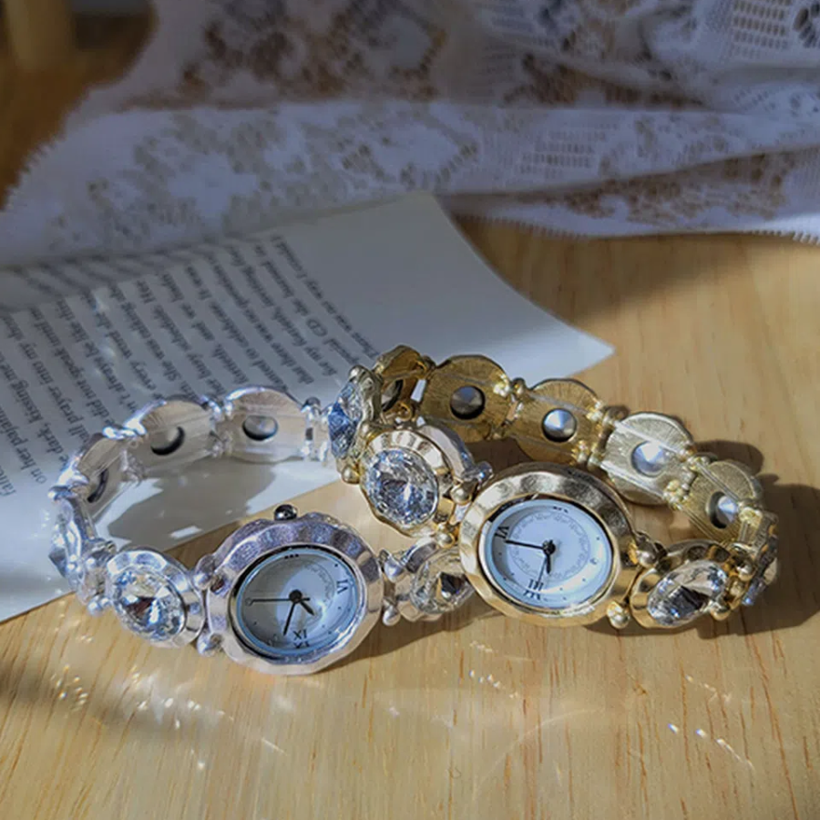 Big Cubic Round Antique Bangle Watch — женские наручные часы-браслет с крупными кристаллами и антикварным дизайном