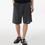 Linen-Like One-Tuck Wide Banding Shorts [Dark Grey]