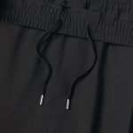 Linen-Like One-Tuck Wide Banding Shorts [Dark Grey]