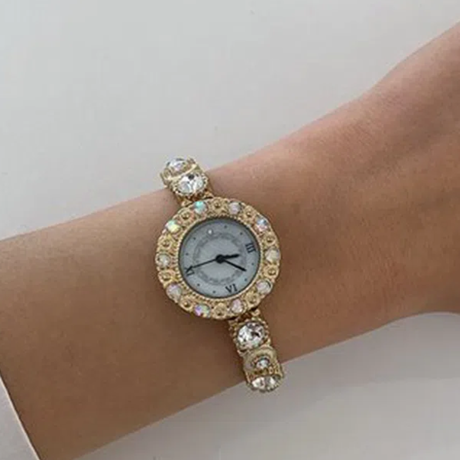 Simple Antique Gem Cubic Metal Band Women’s Bracelet Watch — женские наручные часы с винтажным дизайном и украшением из кристаллов