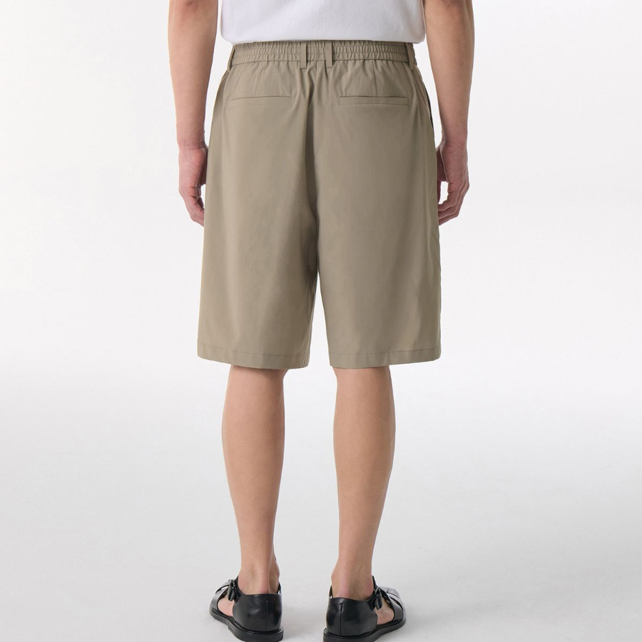 SOLOTEX One-Tuck Wide Comfort Banding Shorts [Dusty Beige]