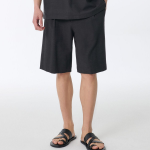 Seersucker One-Tuck Wide Banding Shorts [Gray]