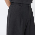 Seersucker One-Tuck Wide Banding Shorts [Gray]