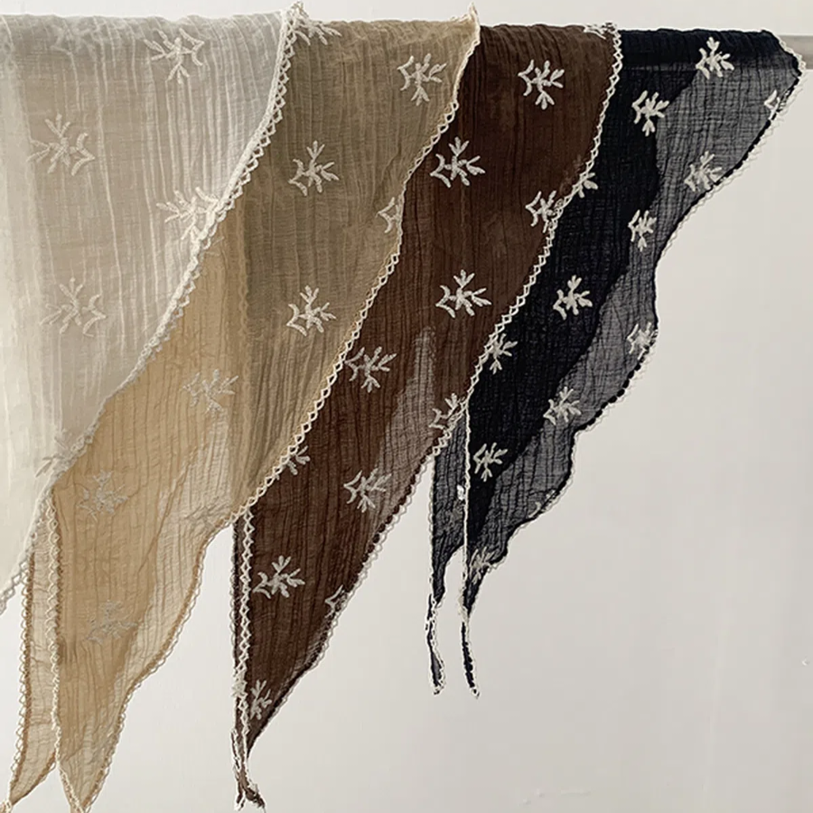 Teenage Vintage Bohemian Embroidered Lace Hair Bandana Triangle Scarf — винтажный бохо платок с вышивкой и кружевом