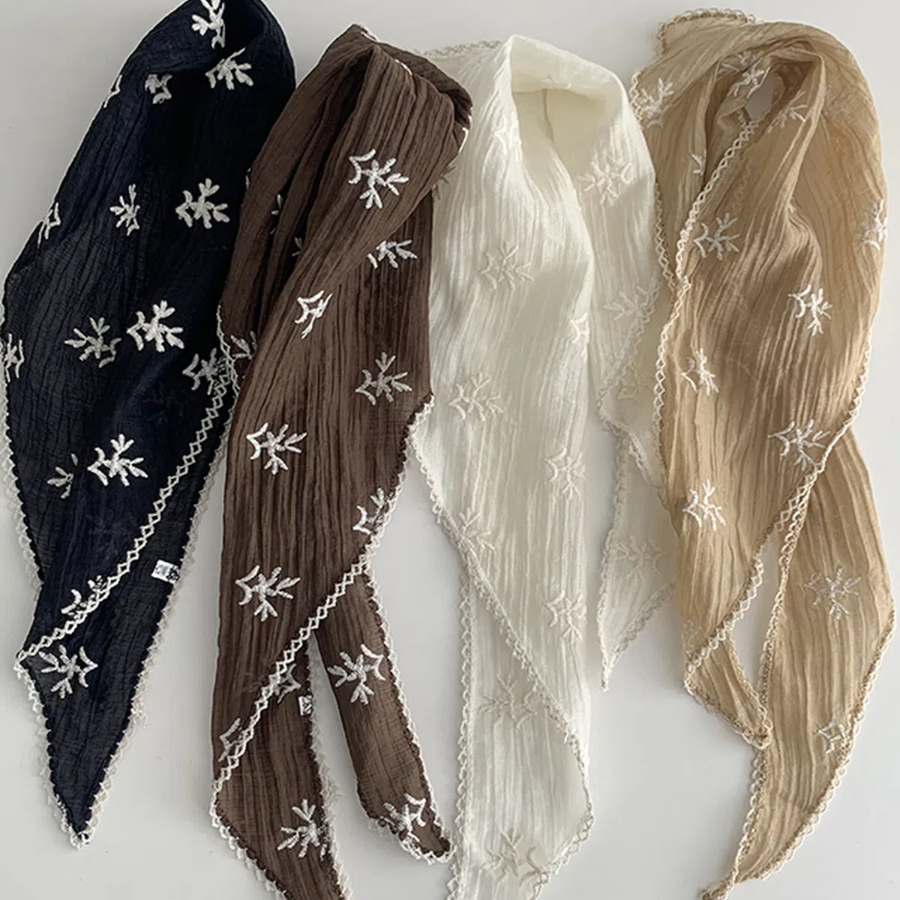 Teenage Vintage Bohemian Embroidered Lace Hair Bandana Triangle Scarf — винтажный бохо платок с вышивкой и кружевом