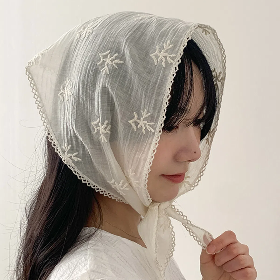 Teenage Vintage Bohemian Embroidered Lace Hair Bandana Triangle Scarf — винтажный бохо платок с вышивкой и кружевом
