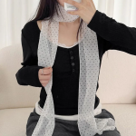 Croix Sheer Long Scarf Muffler Tie Silky Slim Cross Pattern — длинный полупрозрачный шарф с крестовым узором