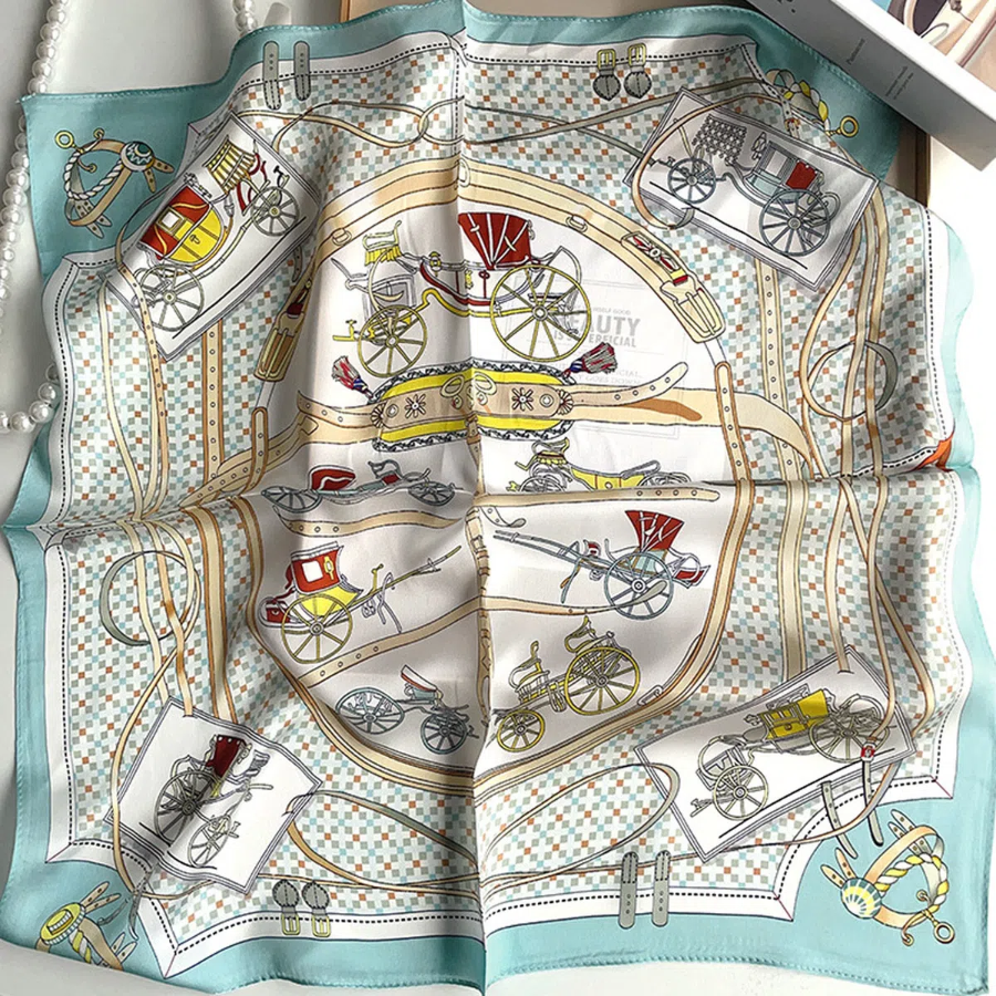 Lousang Victoria Royal Mint Scarf — мятный квадратный шарф в королевском стиле для межсезонья