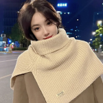 Fake Cape Knit Shawl Muffler — тёплый вязаный шарф-мантия для осени и зимы