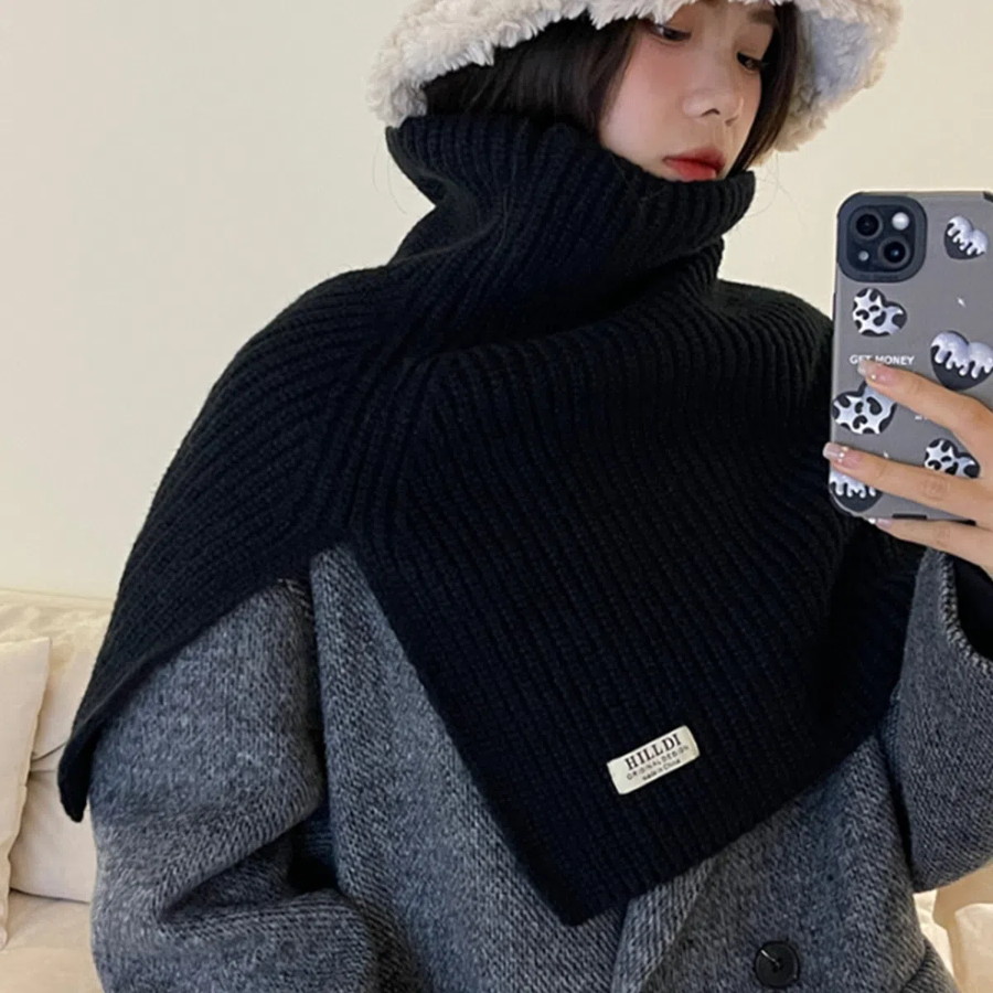 Fake Cape Knit Shawl Muffler — тёплый вязаный шарф-мантия для осени и зимы