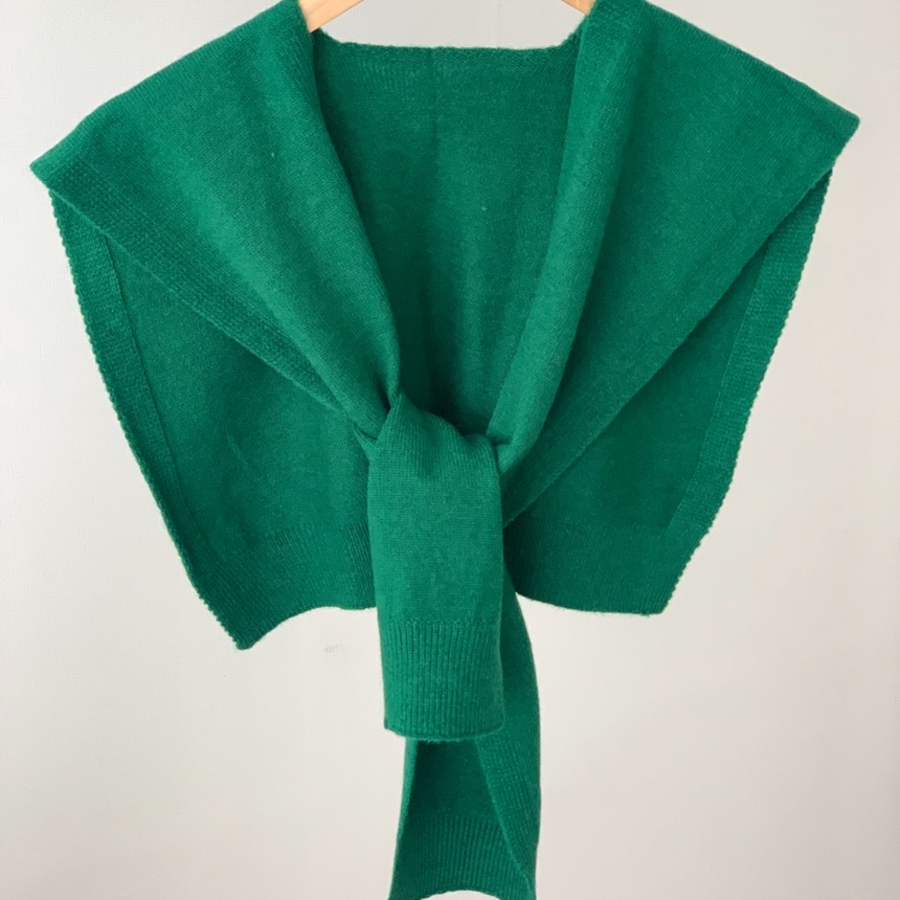 Solid Cape Layered Knit Shawl — однотонный вязаный шарф-накидка с эффектом кейпа