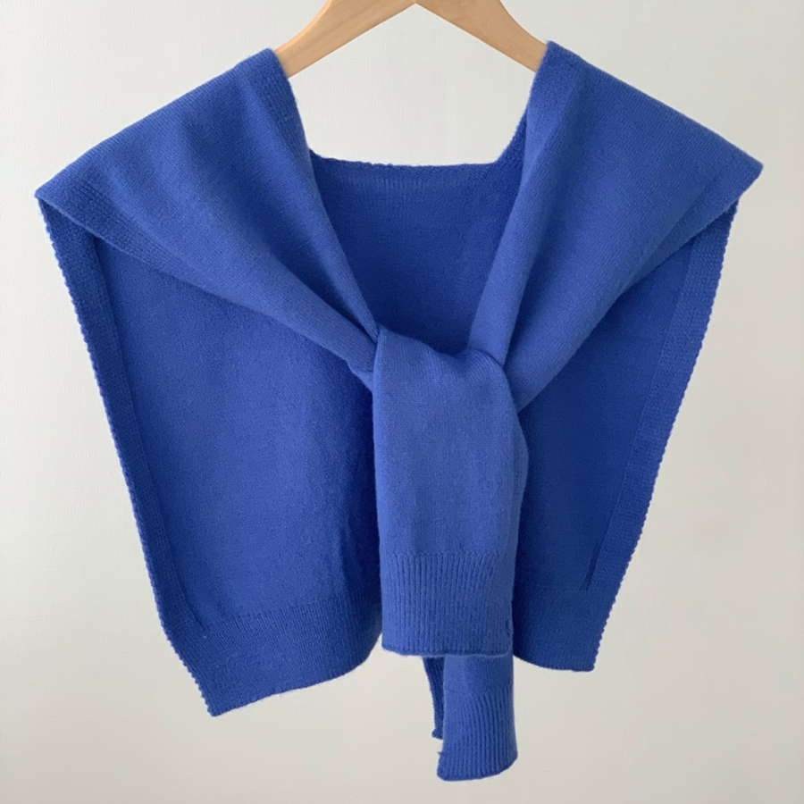 Solid Cape Layered Knit Shawl — однотонный вязаный шарф-накидка с эффектом кейпа