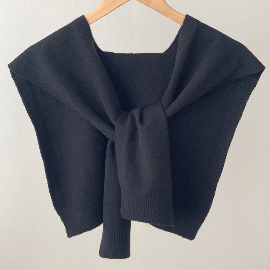 Solid Cape Layered Knit Shawl — однотонный вязаный шарф-накидка с эффектом кейпа